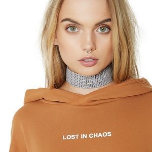 MeYouVersusLife “Lost in Chaos” Cropped Hoodie with Oversized Flare Sleeves